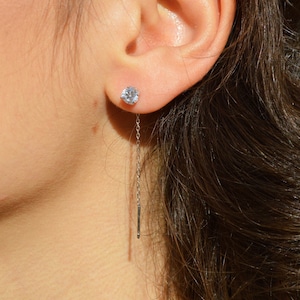925 silver stud earrings with white zirconia, drop earrings, solitaire earrings, minimal earrings, simple earrings