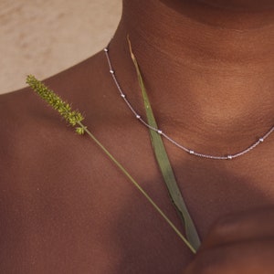 Alternating bead necklace in 925 silver plated in gold and rose gold, unisex necklace, men&#39;s necklace, women&#39;s necklace, minimal necklace.