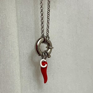 Collier avec pendentif en corne porte-bonheur et lettre initiale, collier unisexe, collier pour hommes et femmes, collier porte-bonheur, collier en corne
