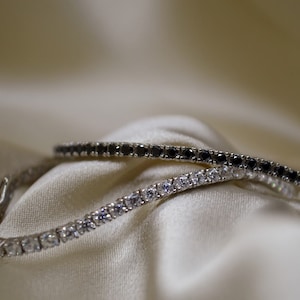 Tennis bracelet in 925 silver with white and black zircons