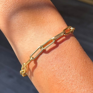 925 silver chain bracelet plated in 18k gold, link bracelet, unisex bracelet, midi bracelet