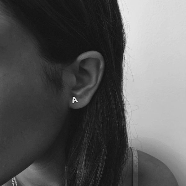 Initial earring, letter earring, personalized mono earring, block letters