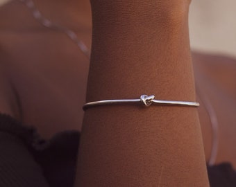 Rigid knot bracelet in 925 silver, promise bracelet, women's bracelets.