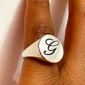 Verstellbarer runder Chevalierring aus 925er Silber, 18 Karat vergoldet, Unisex-Ring für den kleinen Finger, minimale Ringe, personalisierte Ringe