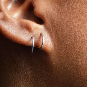 Set 6 Paia Orecchini A Cerchio Donna In Argento 925 E Oro Placcato - Anallergici, Piccoli Diametro 10mm, Gioielli Punto Luce Per Piercing E Uso Quotidiano