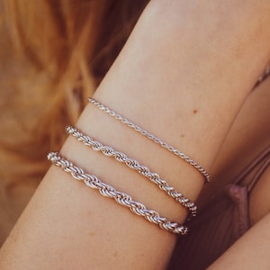 Bransoletki z łańcuszków kablowych, bransoletki linowe, bransoletki linowe ze srebra 925