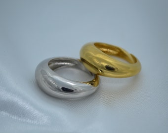 Anello bombato in argento 925, anelli maxi, anello regolabile, anello a cupola.