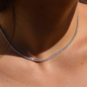 Tennis necklace in 925 silver plated in 18k gold with white zircons, tennis choker, adjustable tennis choker, diamond necklace