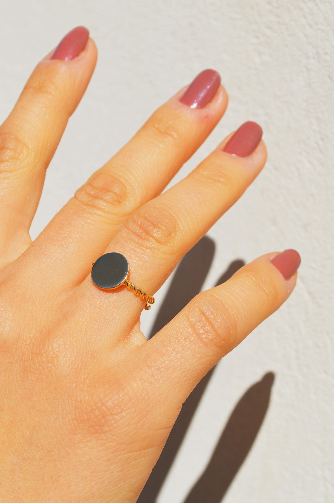 Customizable Round Tag Ring, Adjustable Ring, Unisex Rings, Engraved ...