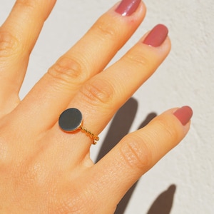 Customizable round tag ring, adjustable ring, unisex rings, engraved rings, minimal ring.