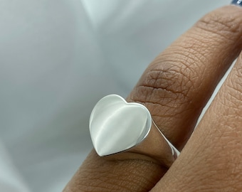 Anello chevalier cuore in argento 925 regolabile, anelli donna, anello da mignolo, anello cuore.