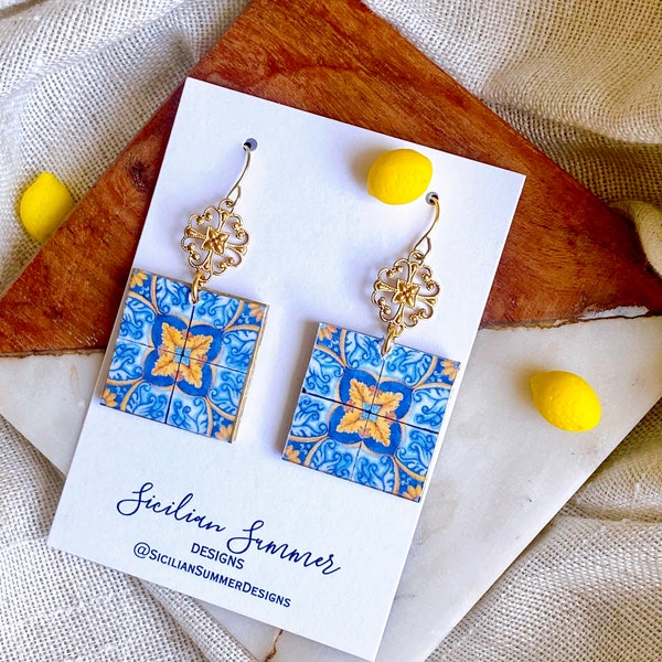 Italian tile  earrings