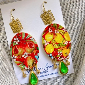 Italian pomegranate lemon earrings