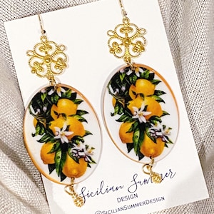 Lemon earrings, Sicilian earrings