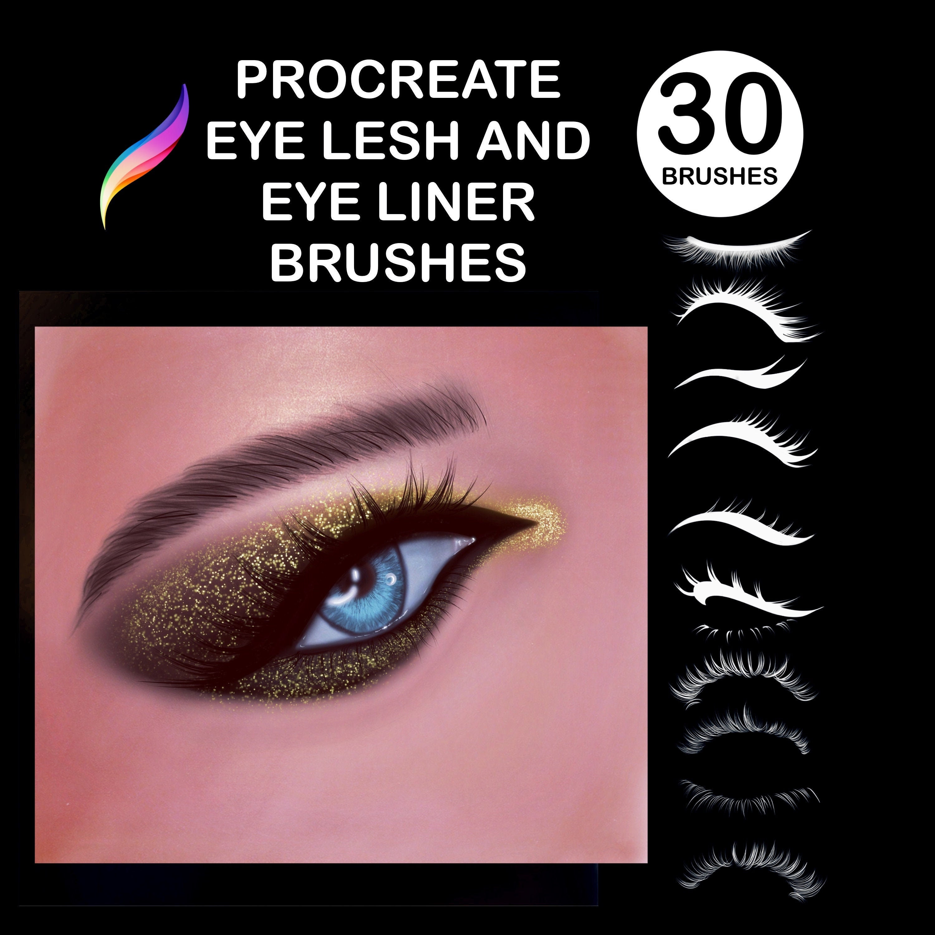 Procreate Eyelash and Eyeliner Stamp Brushes Procreate Stamp Etsy