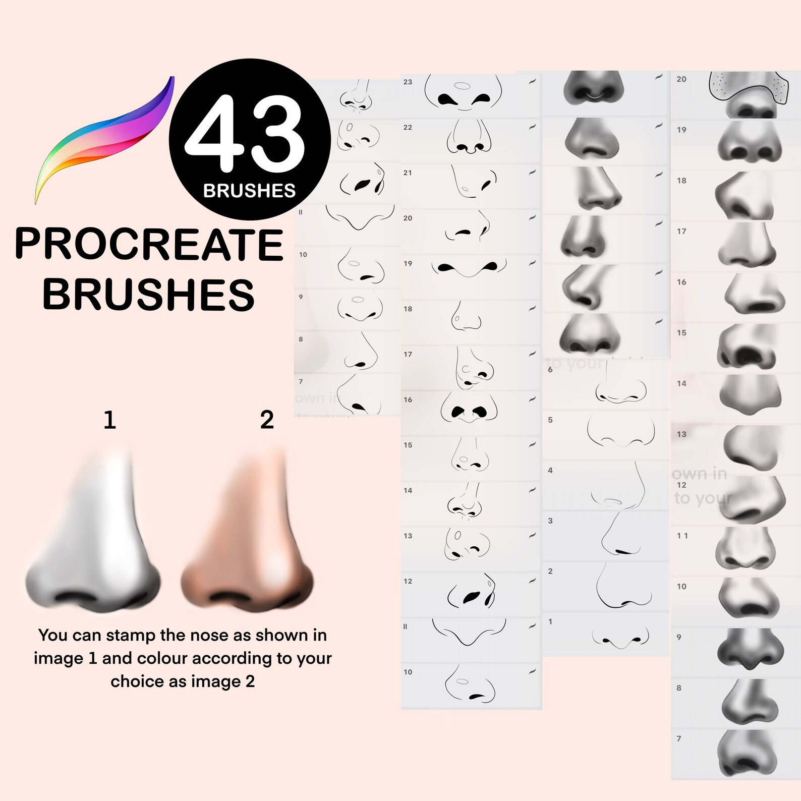 Procreate Realistic Nose Brushes Nose Stamps Procreate Nose Etsy