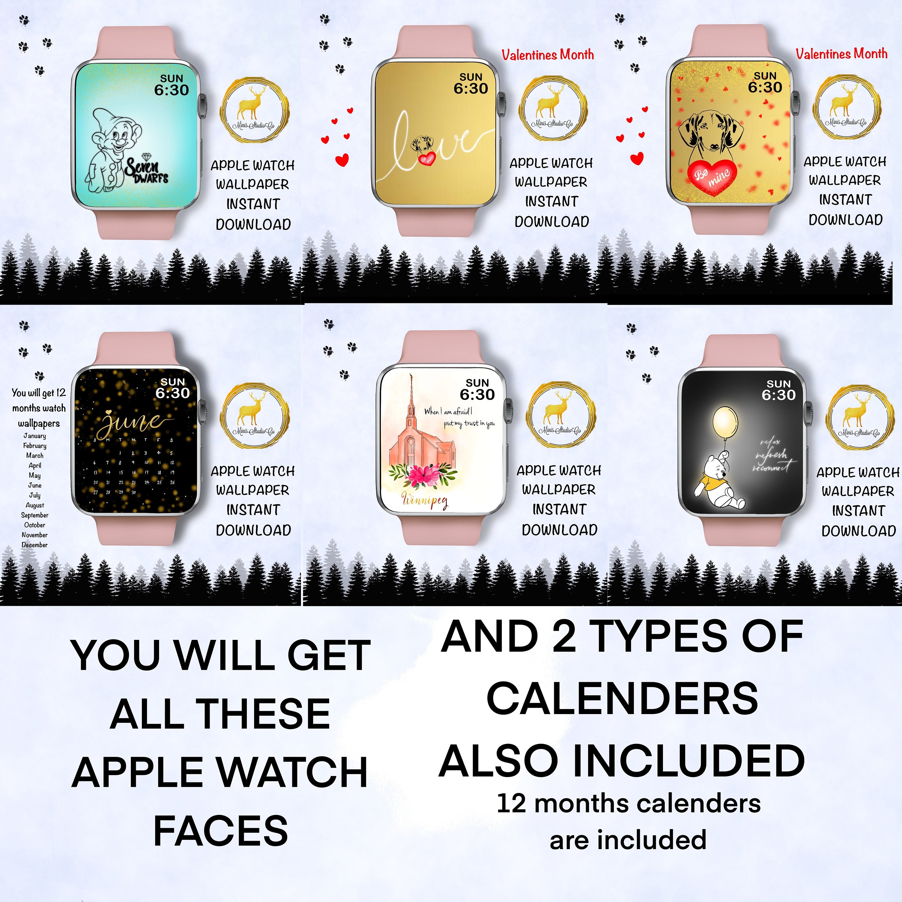 Apple Watch Wallpaper Mega Bundle Apple Watch Face Disney | Etsy