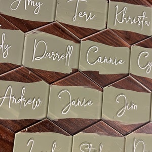 Name Plate| Acrylic name signs| Hexagon name plates| Custom name plates| wedding quest decor| Table decor