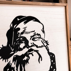 Retro Santa Painting| Santa painting| outline| black and white| Christmas decor| modern farmhouse decor|