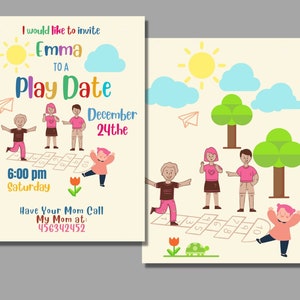 Playdate Invitation Editable Printable Playdate Card - Etsy