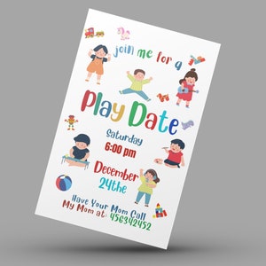 Playdate Invitation Template Editable Printable Playdate Card, Play Date Invite, Digital ...