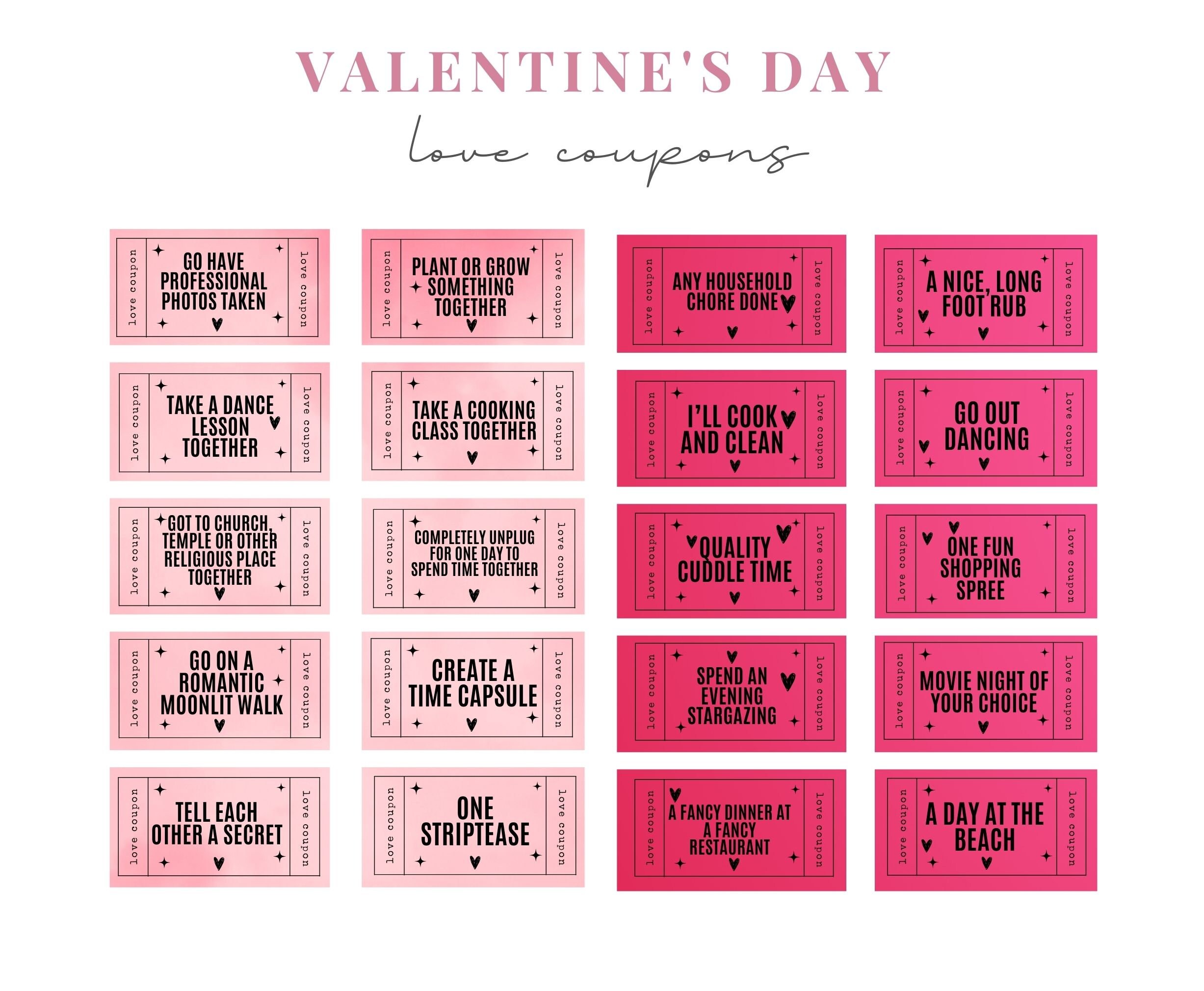 Love Coupons Valentines Day Gift Printable Coupons Couple - Etsy