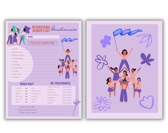 International Women&#39;s Day Questionnaire, Happy Women&#39;s day Editable Survey, Celebrating the International Day of Women and Girls