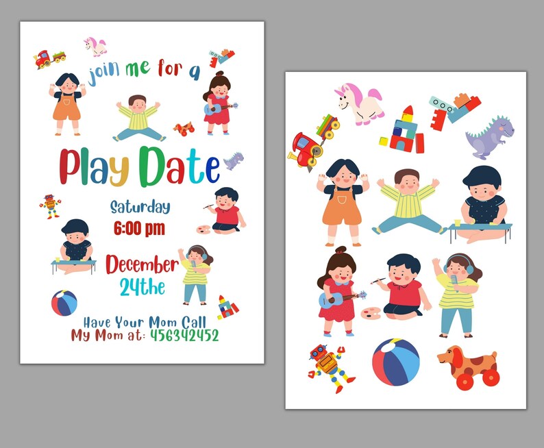 Playdate Invitation Template Editable Printable Playdate Card Play Playdate Invitation Template Editable Printable Playdate Card Play