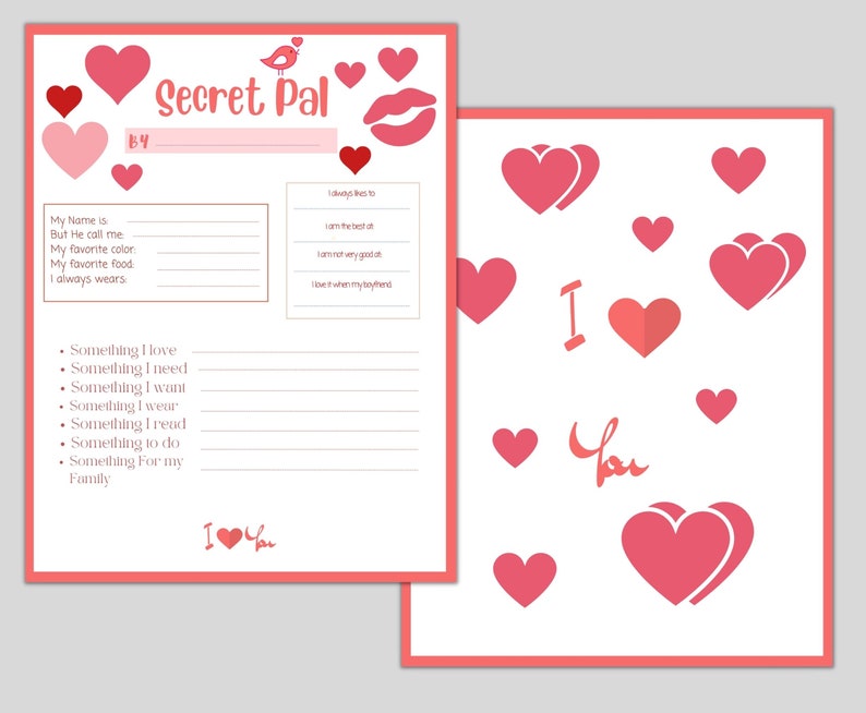 Free Printable Secret Valentine Questionnaire