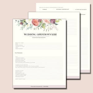 Wedding Photography Questionnaire Template - Pre Wedding Consultation Client Questionnaire Wedding Photographer Business Checklist Timeline