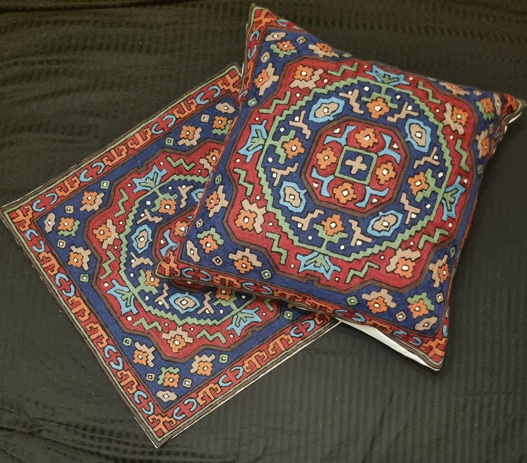 Kashmiri Kilim Chainstitch Cushion/pillow Cover Etsy