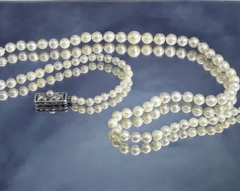 Vintage Certified Mikimoto Akoya Pearl Single Strand Necklace: Sterling Silver Clasp, 18 Inch