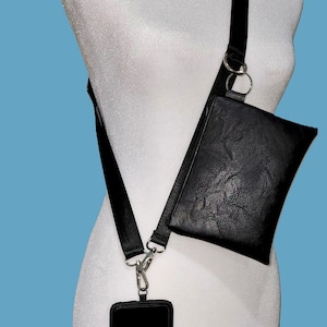 PASSPORT WALLET - Vegan (faux) Leather 7"x 5.5" - Lined w/sm pocket - 60" Crossbody Phone Strap or 6" Wristlet or 4" belt Strap