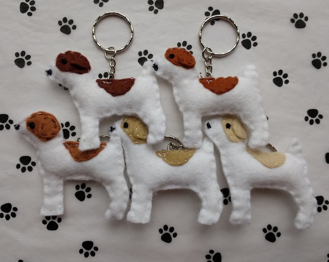 Handmade Wool Felt Jack Russell Keyring Decoration Charm Paw Etsy UK
