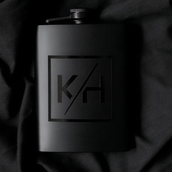 Matte Black Flask/groomsmen gift/husband gift/personalized flask