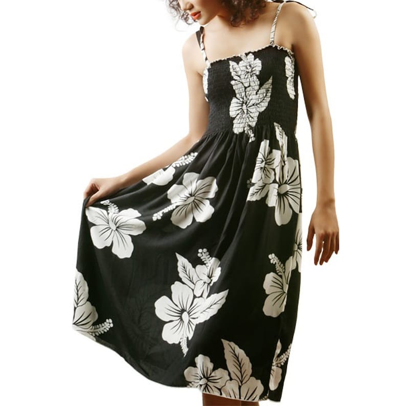 Hibiscus Print Womens Hawaiian Luau Short Elastic Tube Dress One Size Fits Most Choose Your