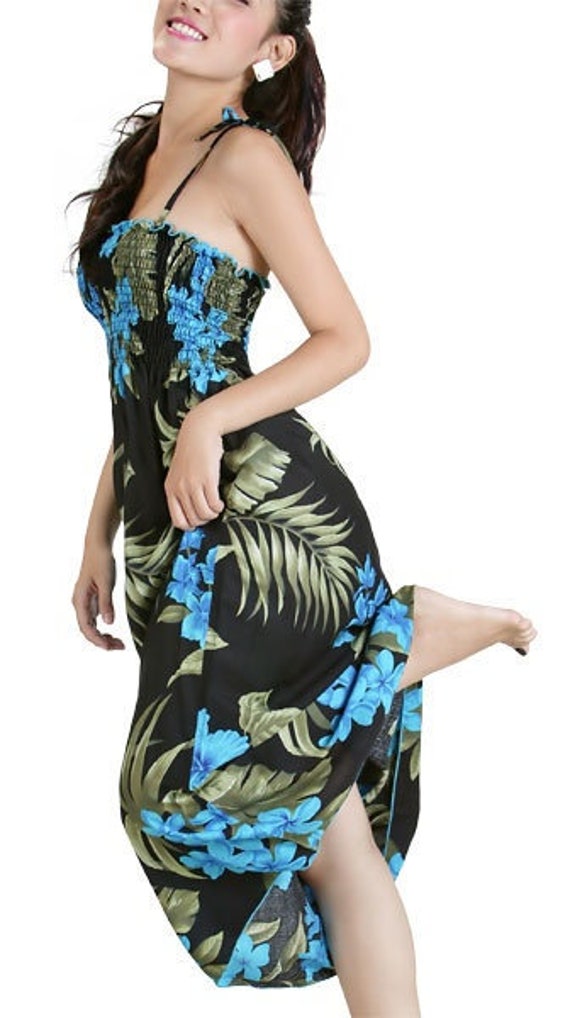 Floral Print Womens Hawaiian Luau Long Smocked Tube Dress  Etsy