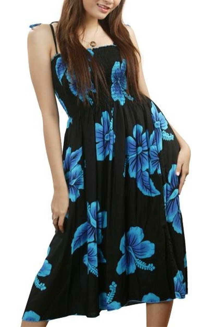 Hibiscus Print Womens Hawaiian Luau Short Elastic Tube Dress One Size Fits Most Choose Your