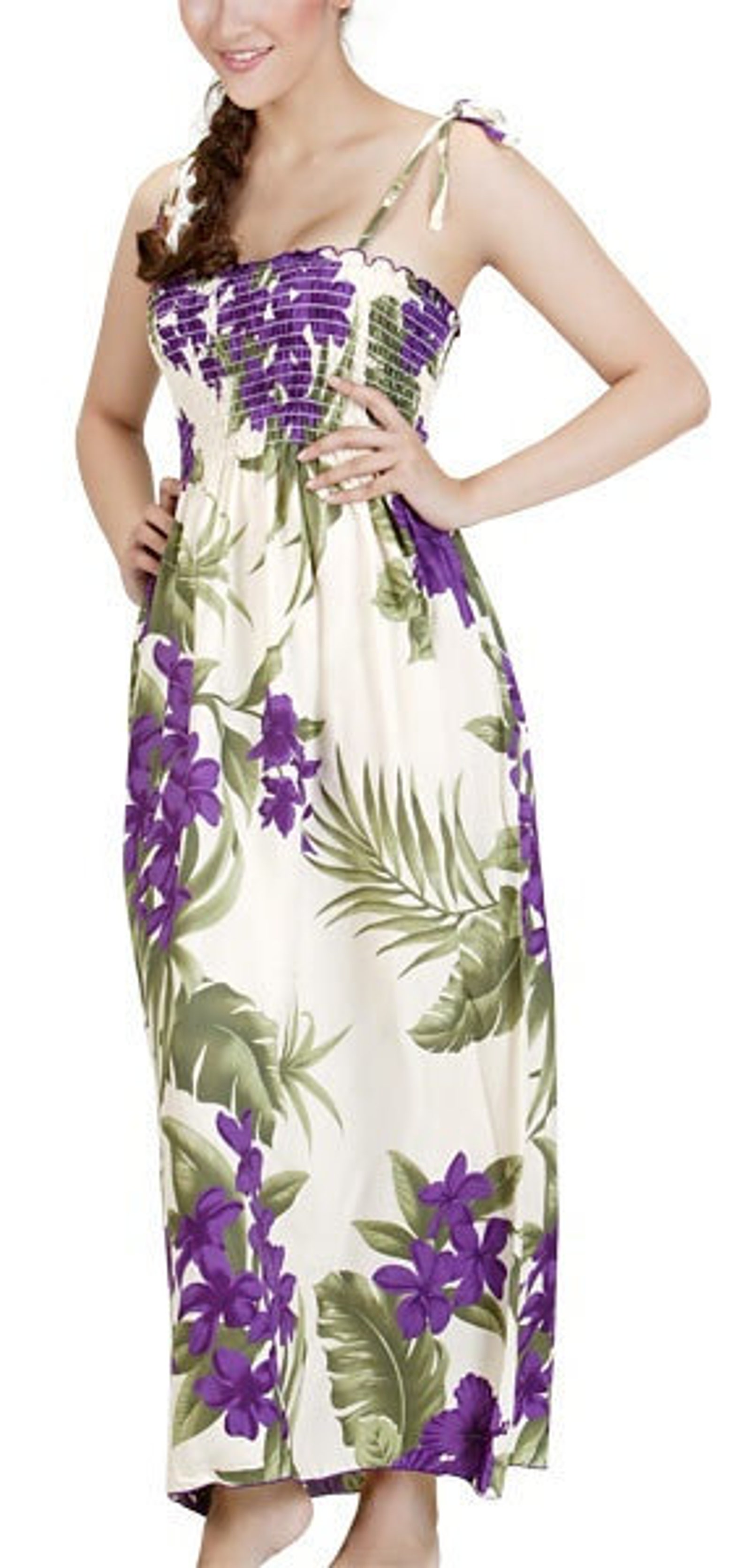 Floral Print Womens Hawaiian Luau Long Smocked Tube Dress  Etsy