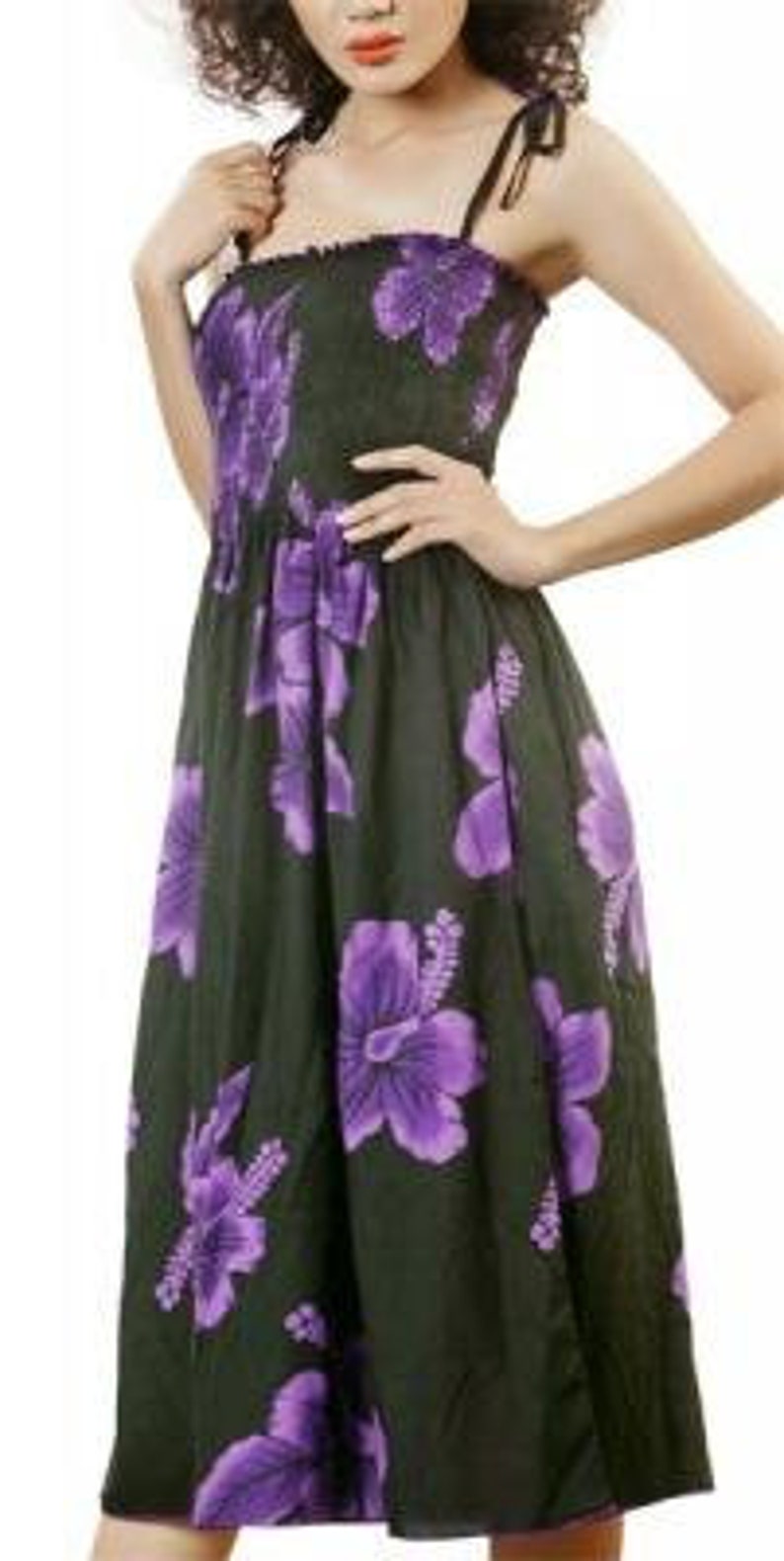 Hibiscus Print Womens Hawaiian Luau Short Elastic Tube Dress One Size Fits Most Choose Your