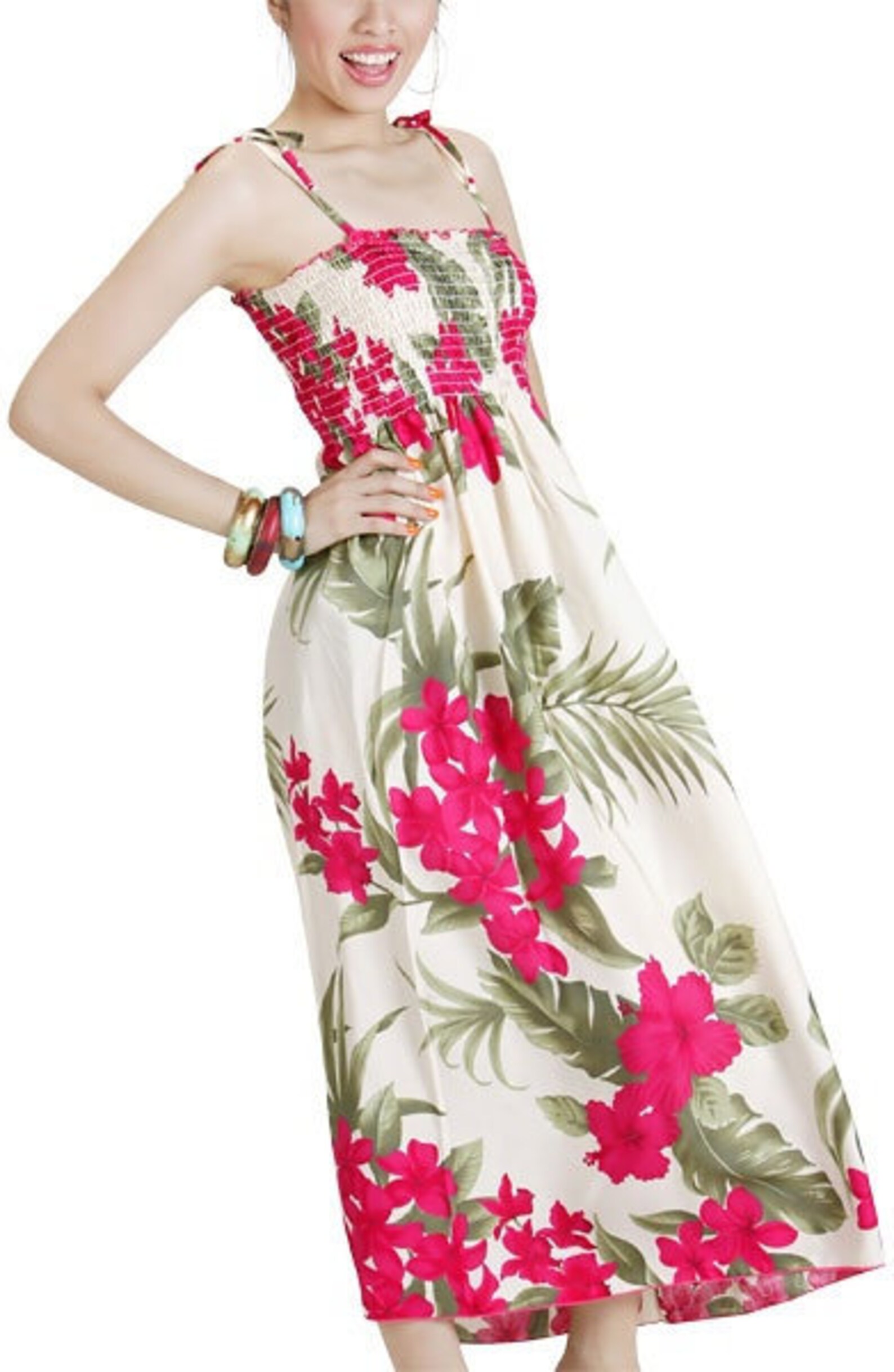 Floral Print Womens Hawaiian Luau Long Smocked Tube Dress  Etsy