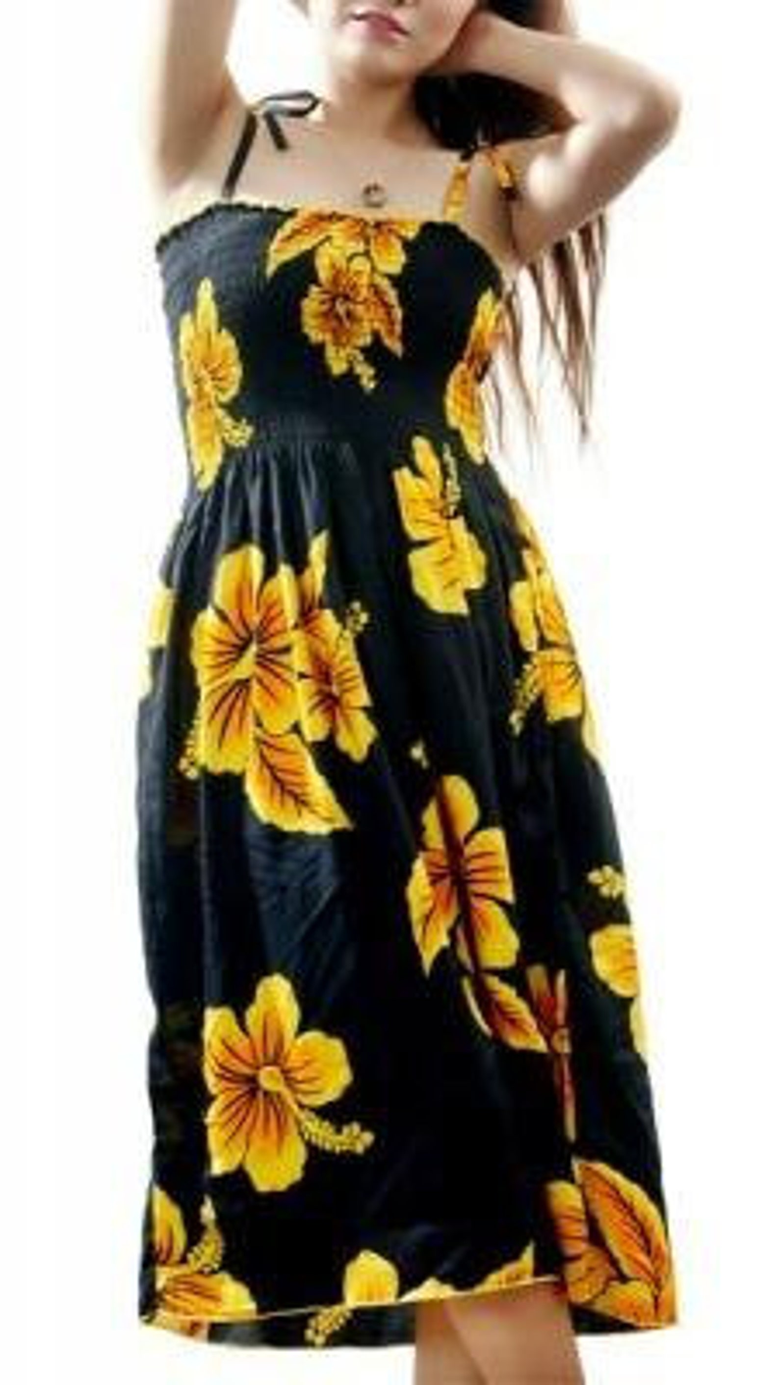 Hibiscus Print Womens Hawaiian Luau Short Elastic Tube Dress One Size Fits Most Choose Your
