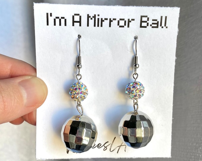 NEW YEAR MIRROR Ball Earrings Suncatcher Concert Wedding Birthday Party Jewelry Bachelorette Swift Holiday Unique Gift Disco Ball Rainbow