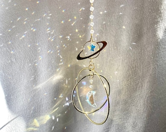 SPACE Suncatcher Crystal Outer Space Planets Alien Universe Galaxy Window Decor Art Unique Gift Birthday Dorm Bedroom Nursery Moon Saturn