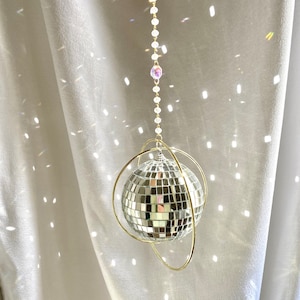 GALAXY DISCO BALL Gold Suncatcher Crystal Mirror Ball Wedding Bedroom Space Nursery Party Window Wall Art Decor unique gift Birthday Gold