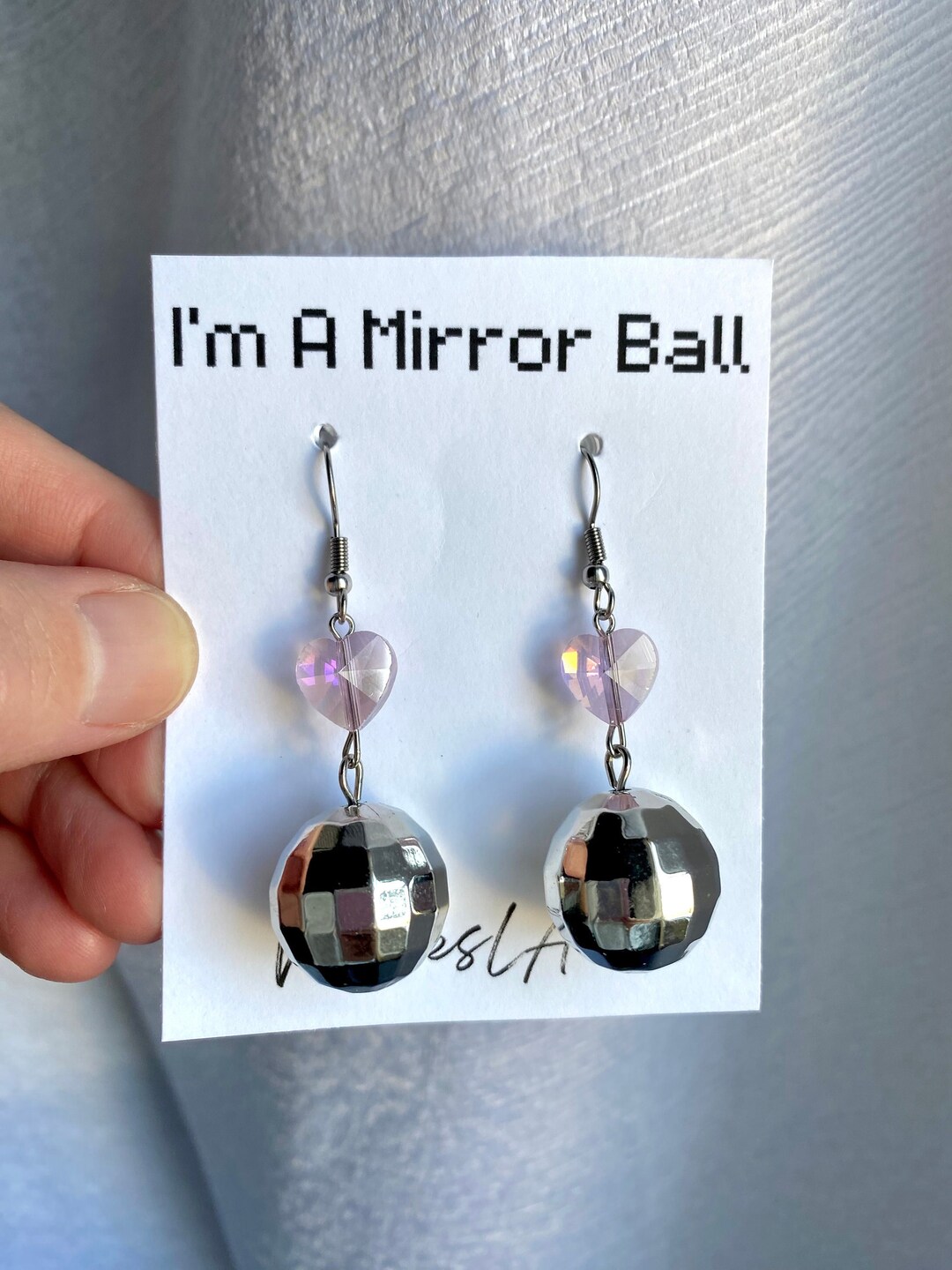 LOVE MIRROR BALL Earrings Suncatcher Elegant Concert Silver Etsy