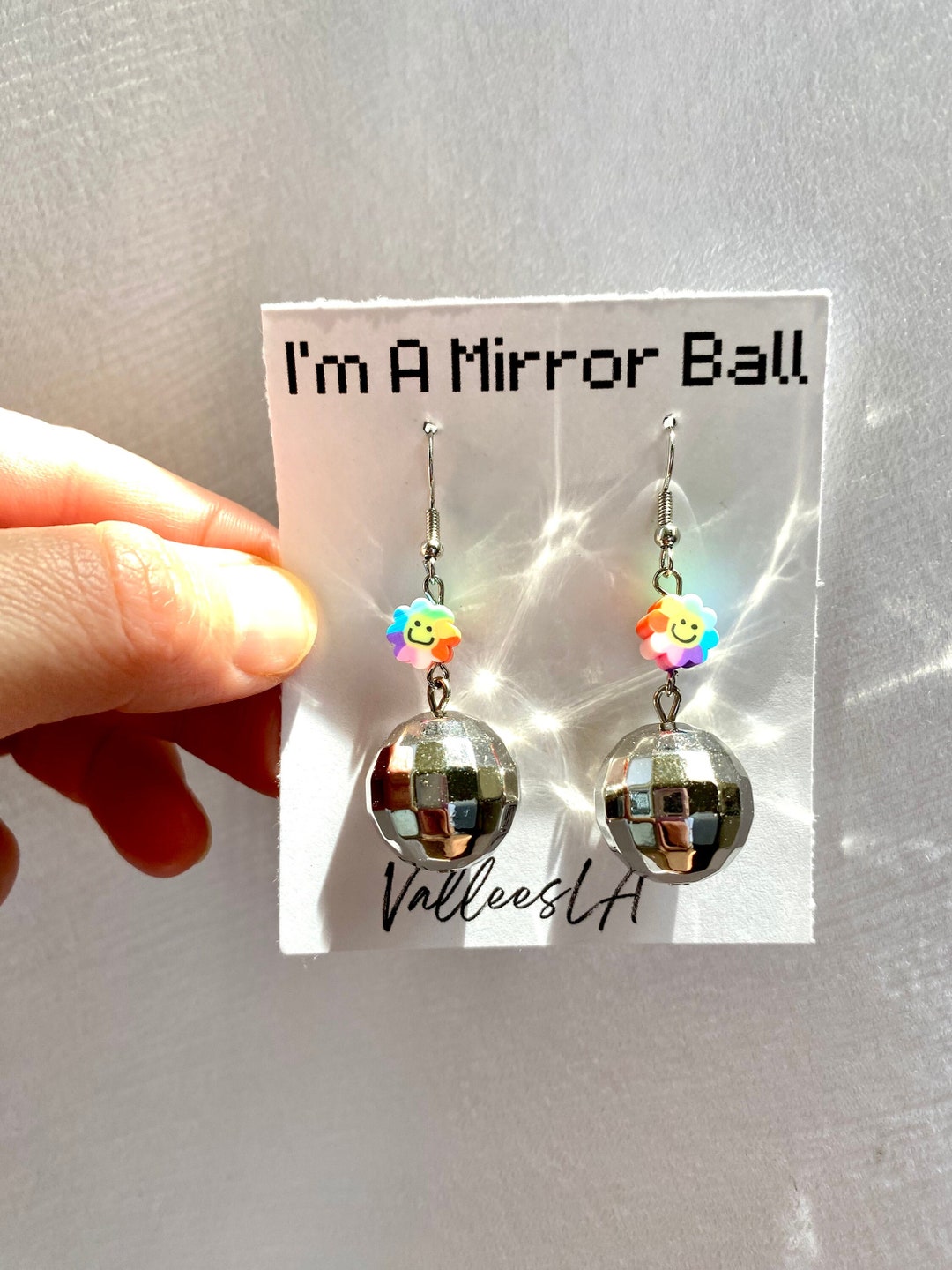 GROOVY MIRROR BALL Earrings Suncatcher Concert Gold Silver Etsy