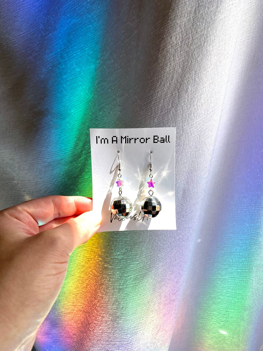 STARRY MIRROR BALL Earrings Suncatcher Concert Gold Silver Etsy