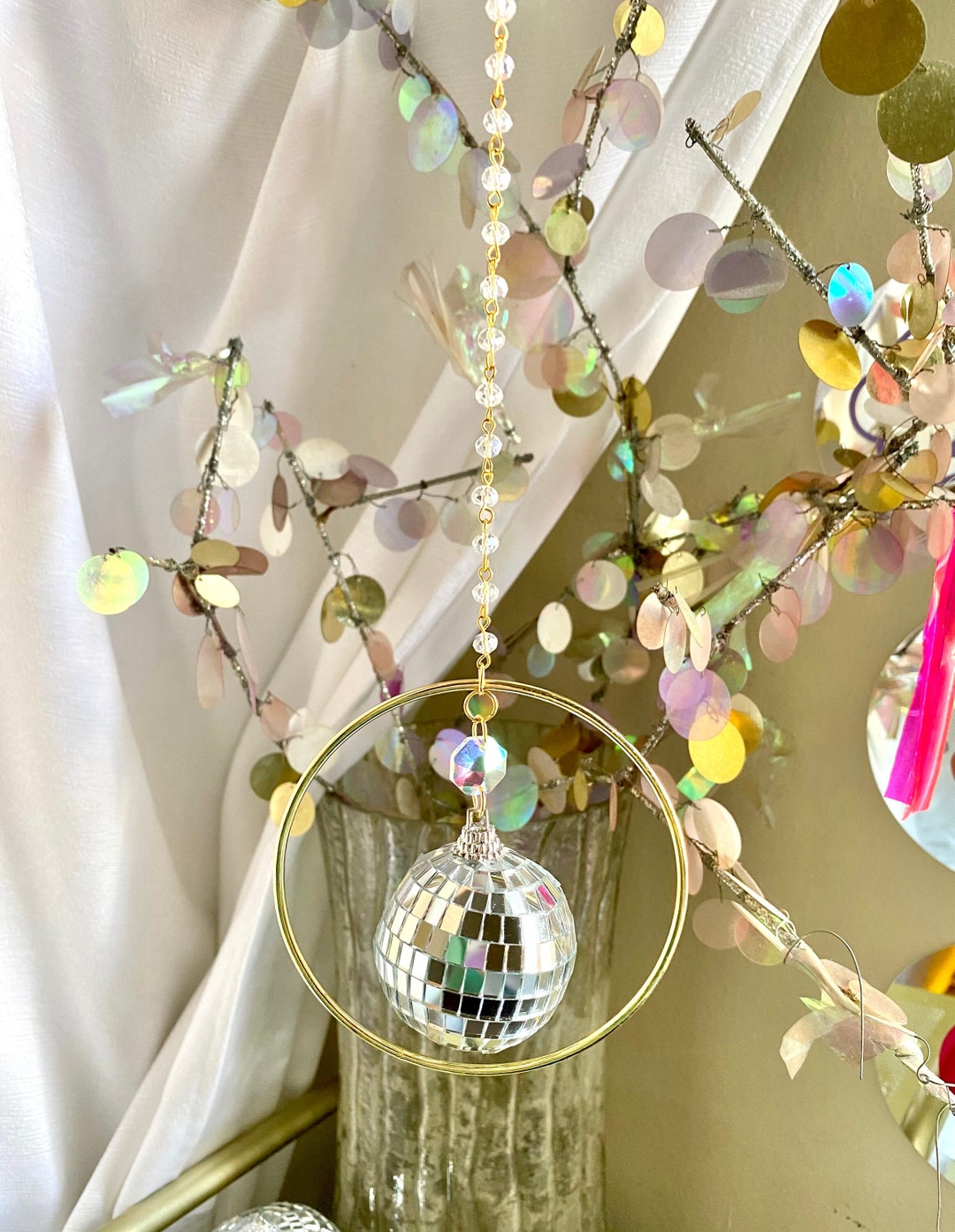 MIRROR BALL Suncatcher Crystal Mirror Ball Decorations Wedding Etsy