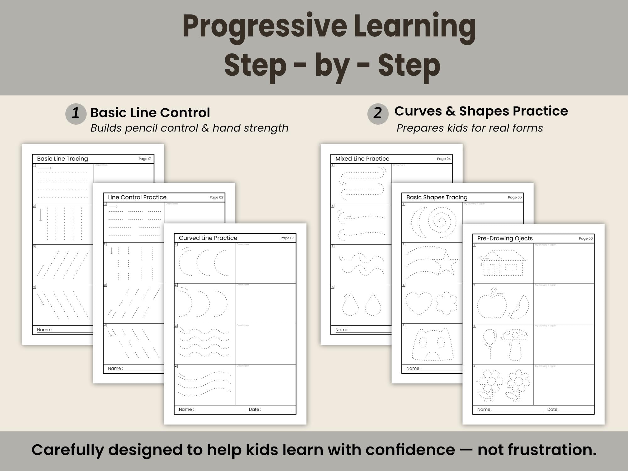 Preschool Tracing Worksheets Printable, Basic Drawing & Line Practice ...